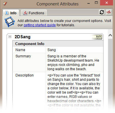 Component Attributes window